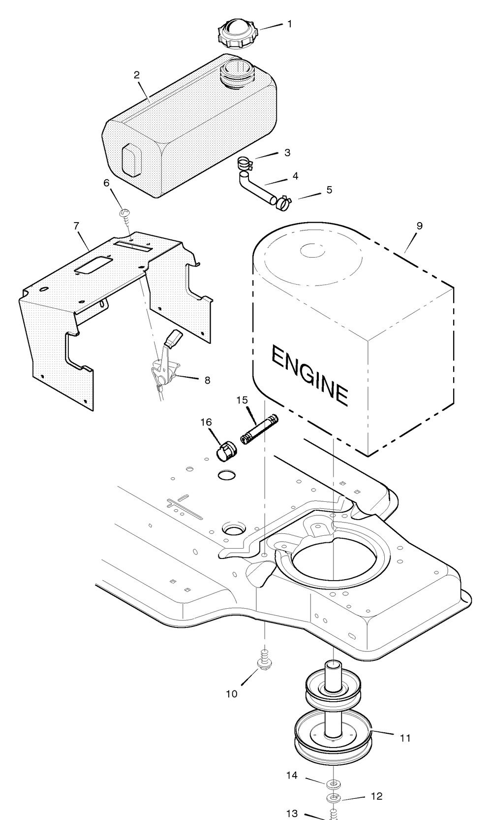 Engine Mount Diagram and Parts List for 42830B 1996 Briggs and Stratton Lawn Tractor